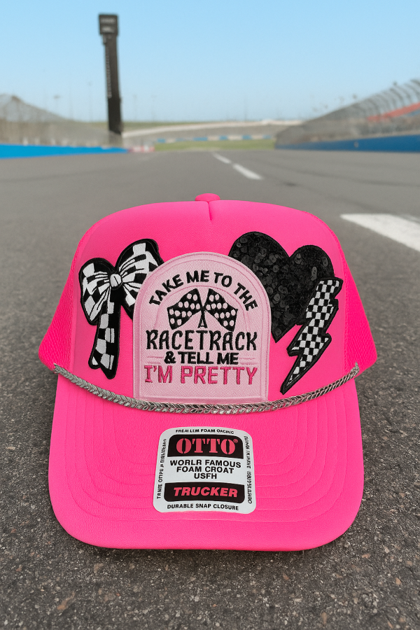 Pink "Take Me to the Racetrack" Hat